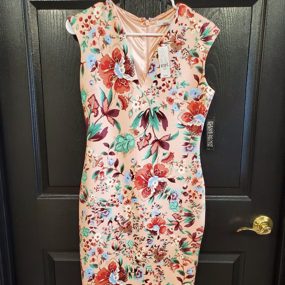 NWT New York and Company Pink Floral Sleeveless Sheath Dress